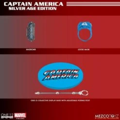 One:12 Collective Marvel Captain America (Silver Age Edition) Action Figure -Science Fiction Toy Store mezco toyz one 12 collective marvel universe captain america silver age edition action figure 31459857858630